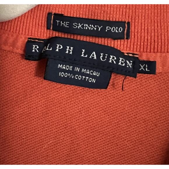 Ralph Lauren “Skinny Polo” Short Sleeve Shirt Boy’s Size XL 100%‎ Cotton Orange - Picture 3 of 3